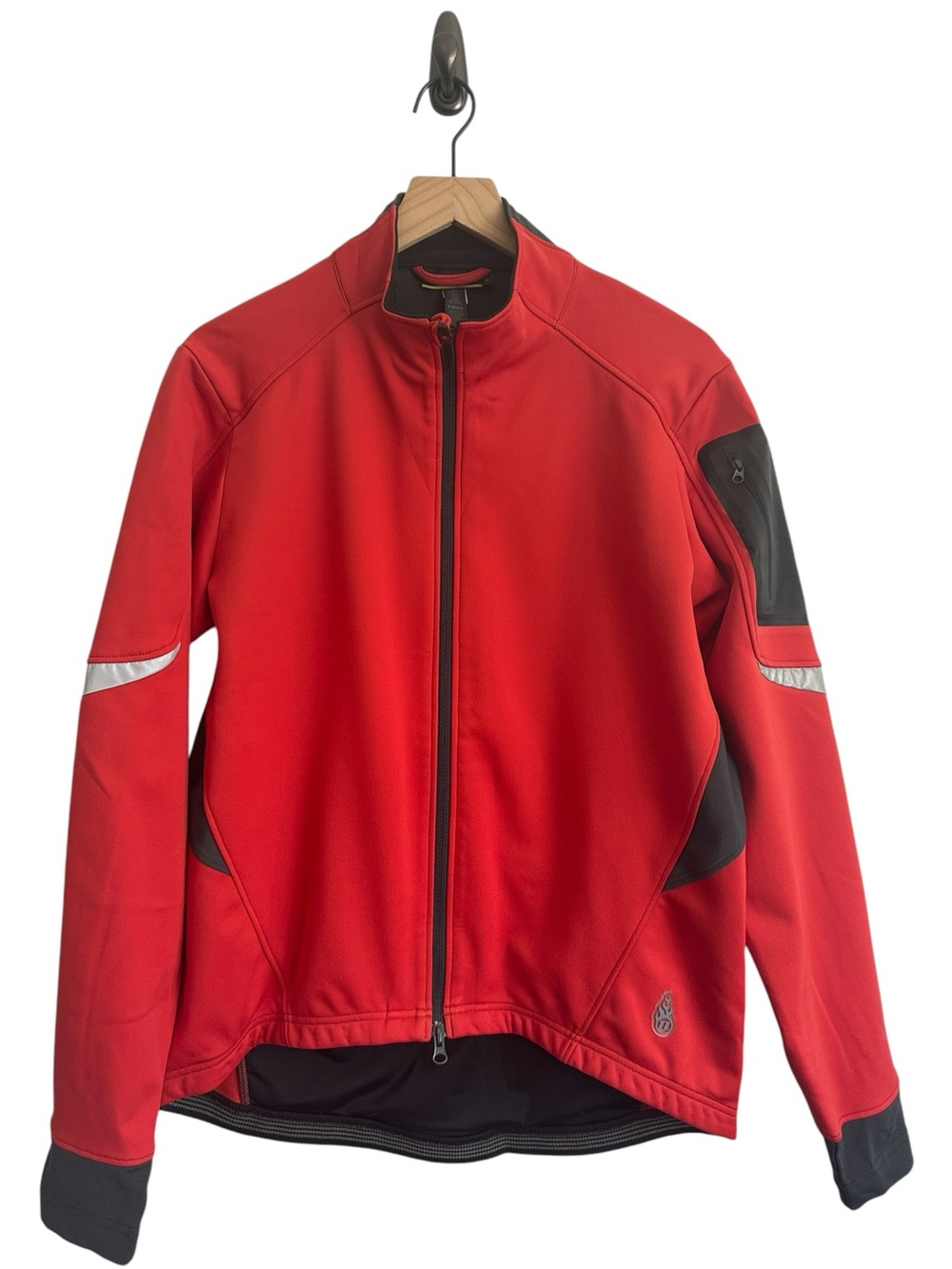 Novara Men Cycling Jacket Full Zip Performance Large Orange Black Back Pocket